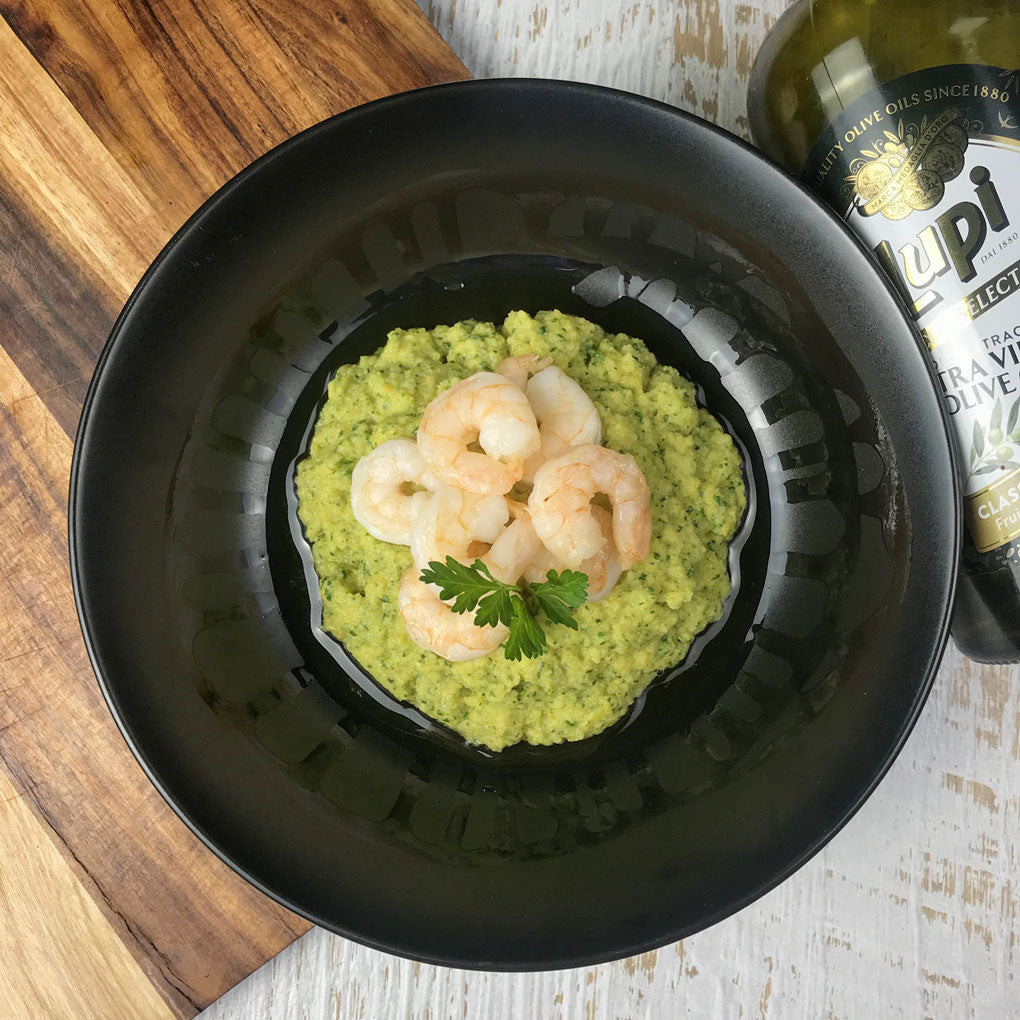 Olive Oil Poached Prawns with Vegetable Pistou – Simply Good Foods