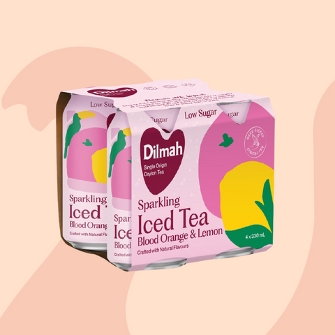 Dilmah Low Sugar Sparkli Iced Tea Blood Orange & Lemon 4 Pack x 330mL
