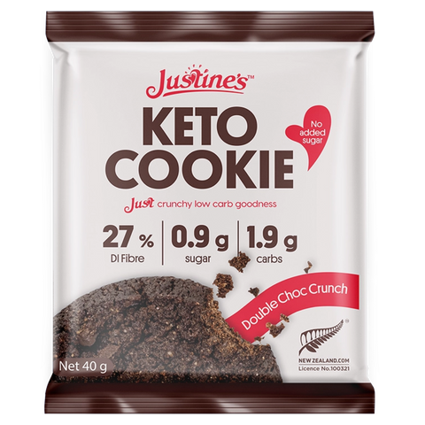 Justines Keto Double Choc Crunch Cookie GF 40g x Pack of 12